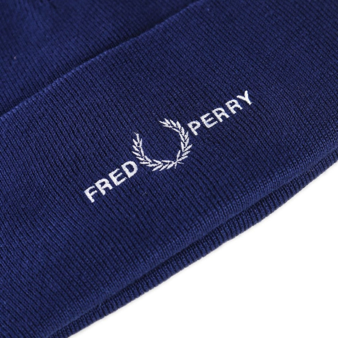 Fred Perry Graphic Logo French Navy Blue Beanie C4114 143 - Style Centre Wholesale