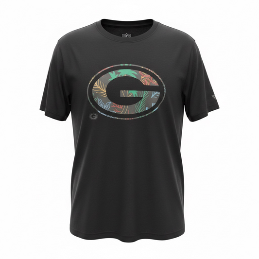 Green Bay Packers Fanatics Tropical Logo T-Shirt – Black