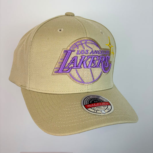 Mitchell & Ness Los Angeles Lakers Cream Team Logo Snapback Hat