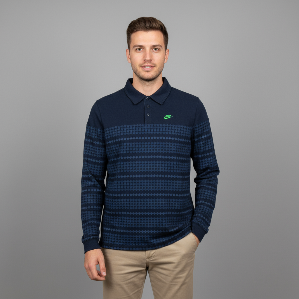 Nike Argyle Long Sleeve Polo Shirt