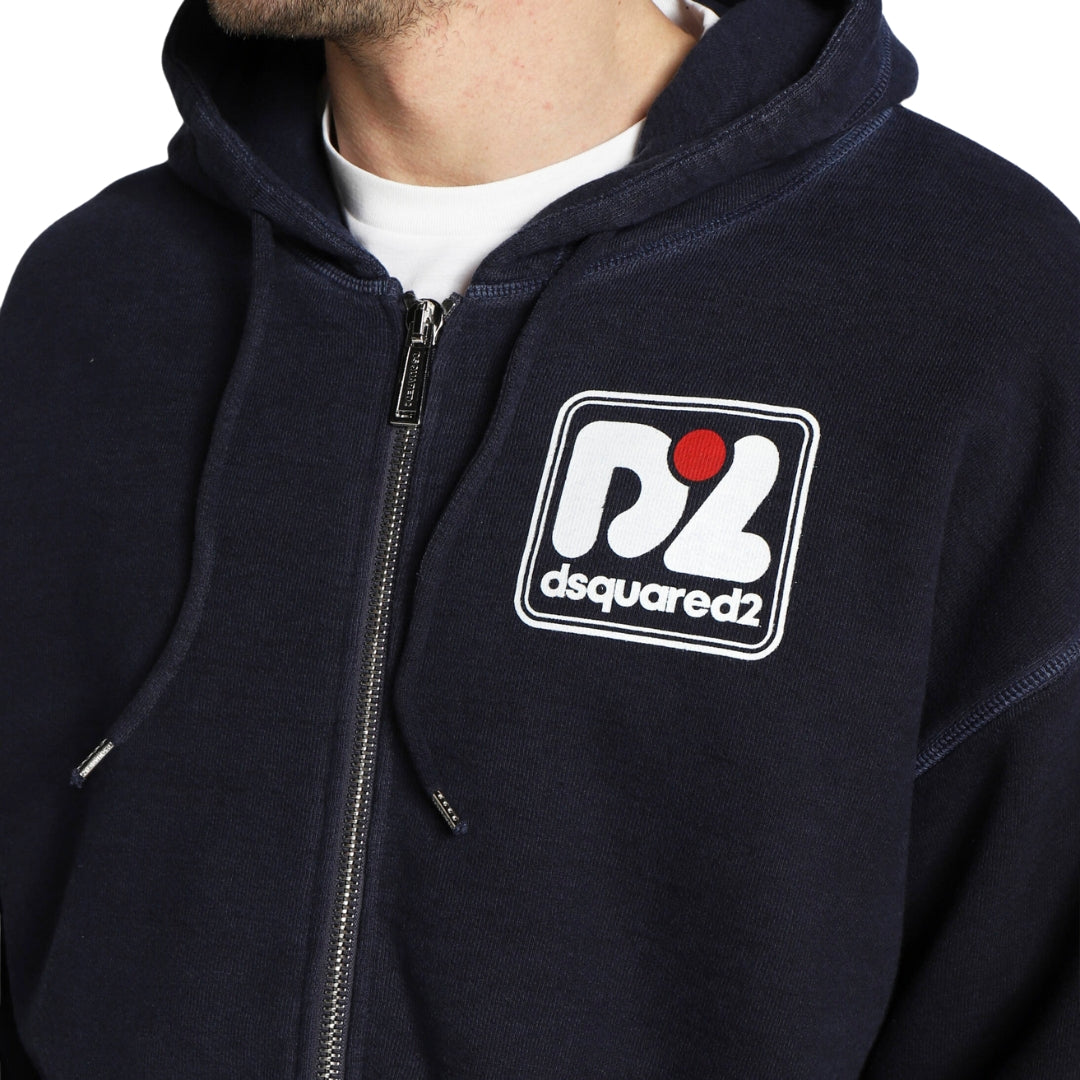 Dsquared2 S71Hg0121 S25463 Hercalina Fit 478 Blue Navy Zip Hoodie Mens - Style Centre Wholesale