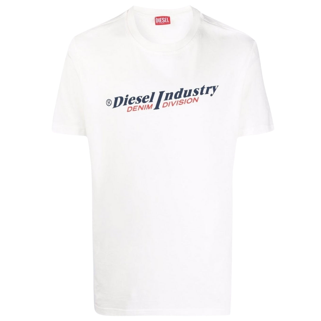 Diesel Industry Denim Logo White T Shirt